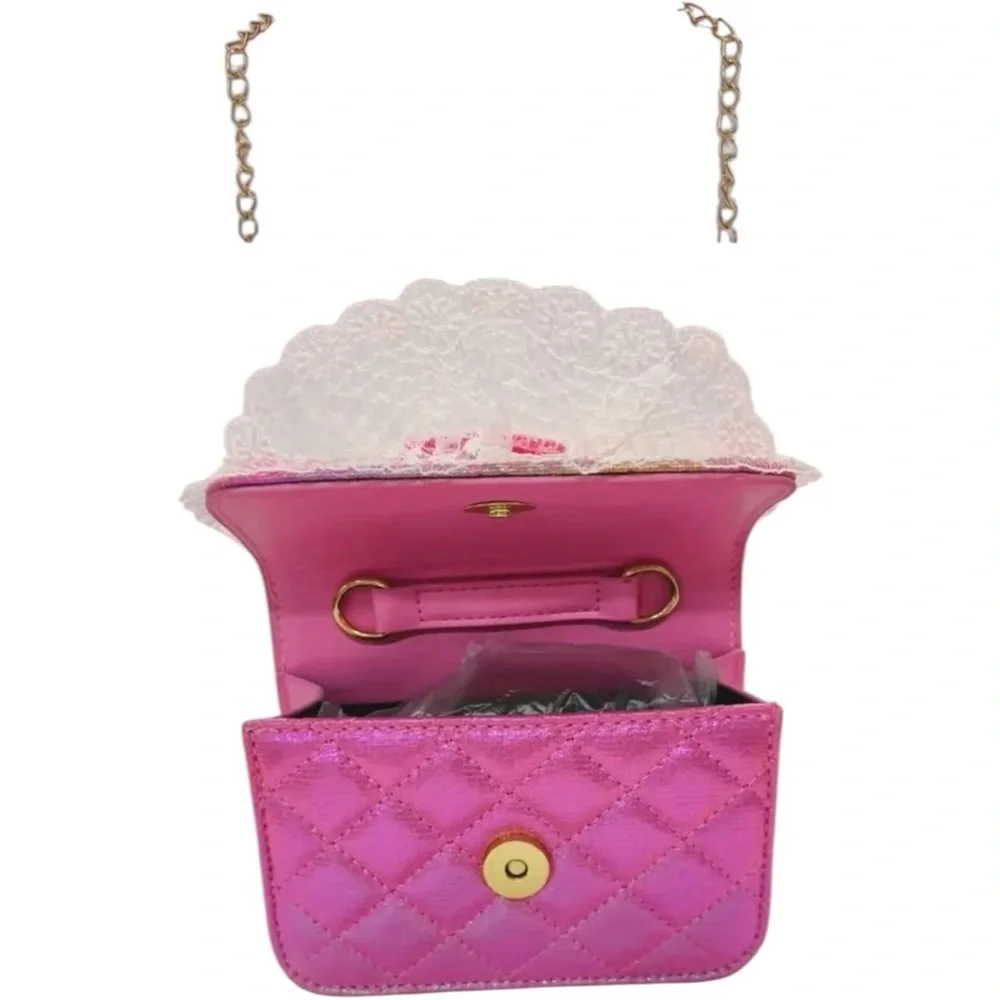 My Melody Green and White Pearl Quilted Handle Crossbody Handbag